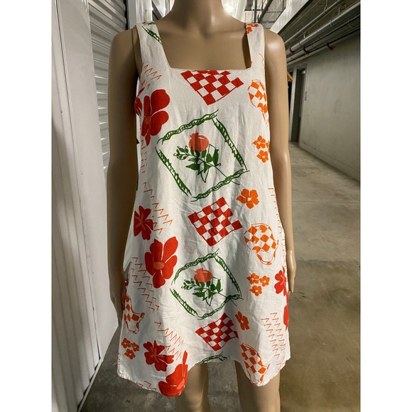 Jopna White Floral Checkered Sleeveless Sundress Summer Dress Size M - Picture 1 of 8